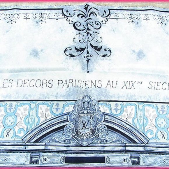 Louis Vuitton scarf Grey Navy Woman Authentic Used - Picture 4 of 5